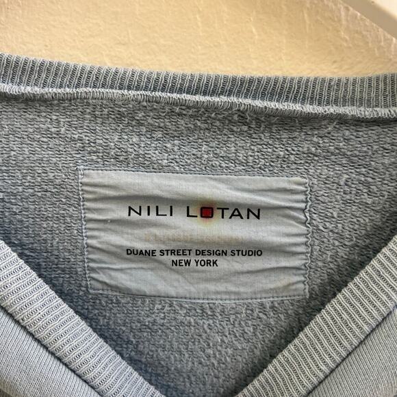 Nili Lotan $325 Printed Classic Crewneck Sweatshirt in Light Blue - Picture 7 of 9